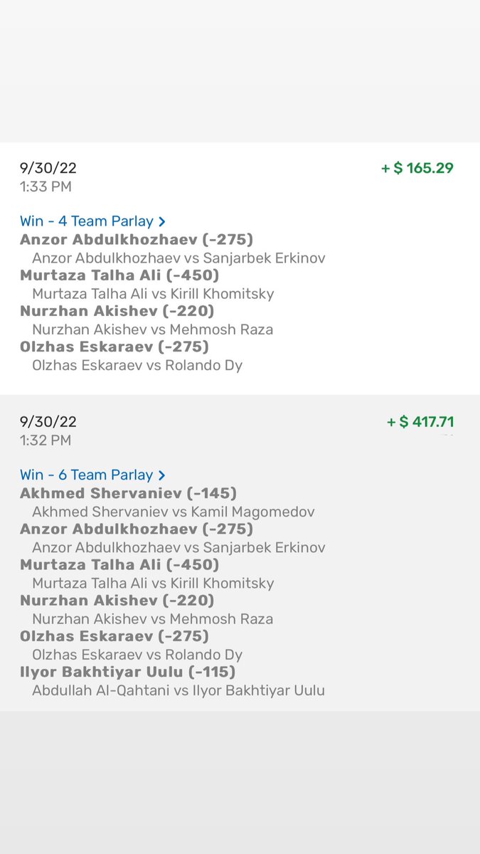Jiujit3r0's tweet photo. Thank you #BraveFC #ParlaymePlease been up since 430am. Two parlays cash. 

$50 -> $165.29

$40 -> $417.71

#GamblingTwitter https://t.co/blRJqIZ5JB