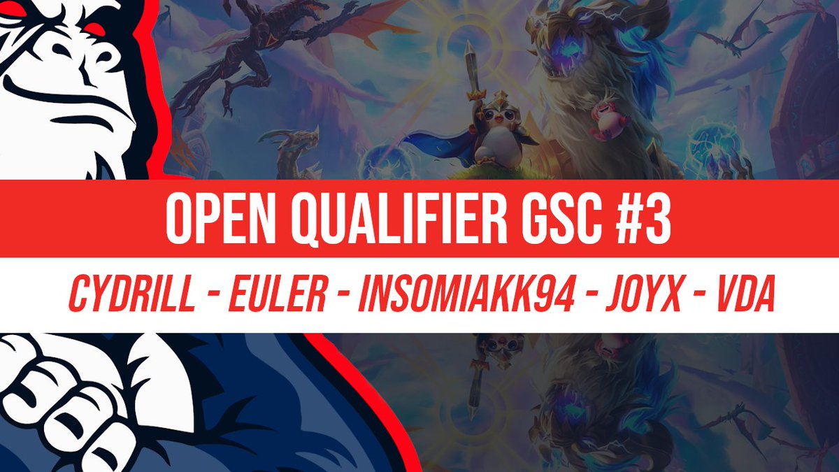 Demain c'est Open Qualifier GSC #3 par @TFTesportsEMEA ! 🏆

Groupe A:
🐵- <a href="/cydrillI/">Cydrill</a> 
🐵- <a href="/Tristan_Euler/">Euler</a> 
🐵- <a href="/JoyxJonathan/">Joyx</a> 

Groupe B:
🐵- <a href="/Insomniakk94/">@USMinsomniakk94</a> 
🐵- <a href="/bastien_vda/">USM Vda</a> 

GO MONKEYS ! ❤️🫶🔥
