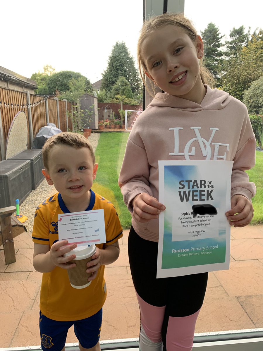 DbuffelM's tweet photo. Very proud of Sophie and Jack 😍 star of the week and hot chocolate winner for showing the Rudston values 👍 @Rudstony4 @rudstony1 @rudstonprimary https://t.co/GpjFwgLhMq