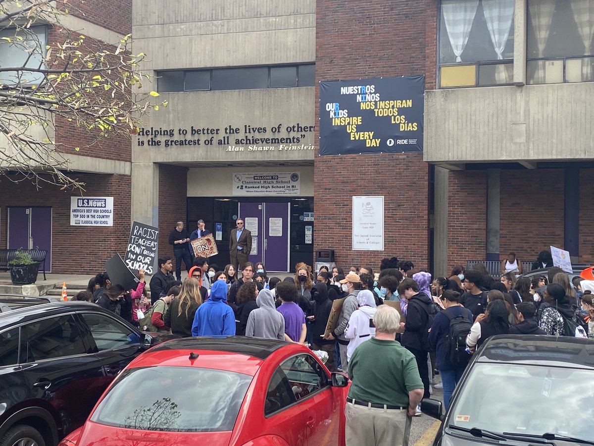 pvdstudentunion's tweet photo. Students demanding the removal of racist teacher Ramona Bessinger. https://t.co/PK0PCsheHU
