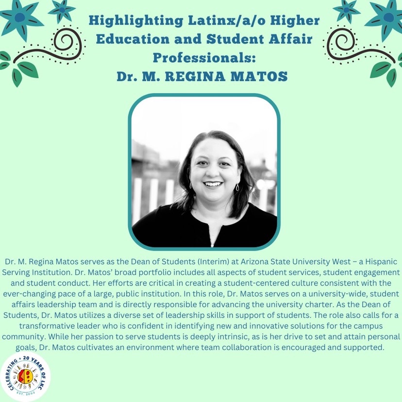tweetinglavoz's tweet photo. Excited to be highlighting Dr. M. Regina Matos! An iconic trailblazer in the HSI (Hispanic Serving Institution) Community! 

Continue with your submissions! The deadline is Oct, 1st. #lhm #naspaLKC #SApro #20yrsofLKC https://t.co/0Ir6hkZGP5