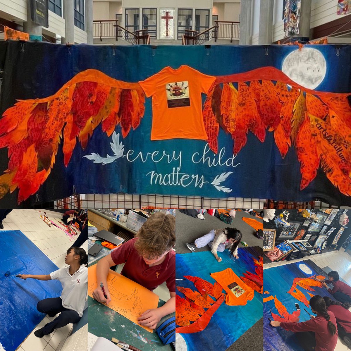 SACHSArts's tweet photo. Today #OrangeShirtDay and everyday all staff and students at St.Augustine pledge commitment to #TruthAndReconciliation We pray for learning and healing. #RememberingtheChildren  @STAUpdates @YCDSB @DomenicScuglia @YorkOECTA #everychildmatters #sachsspirit https://t.co/SxedrMZvzM