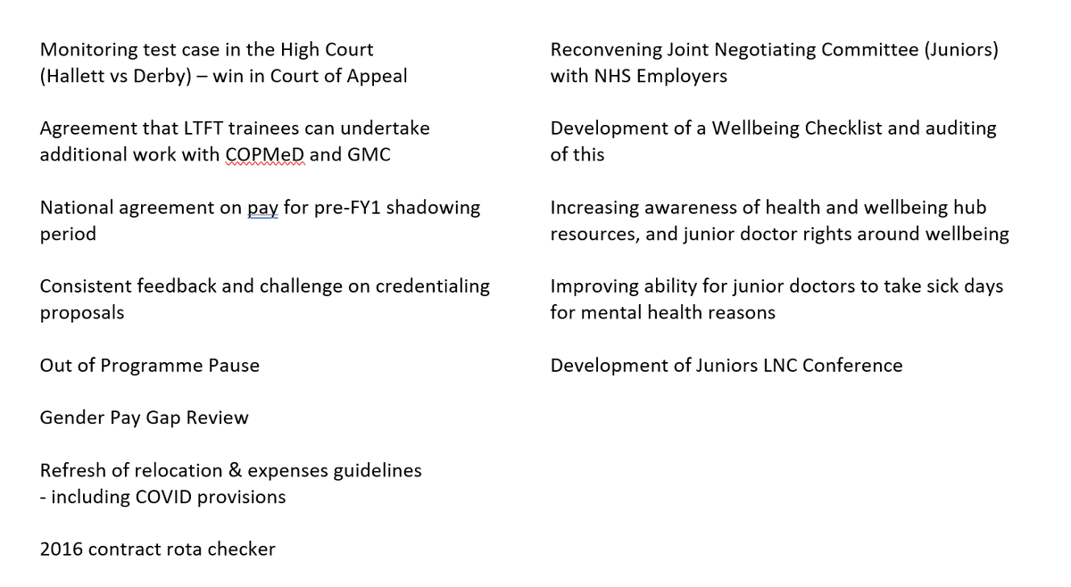 Attached are just some of the changes that have come about over the past 6 years through collaborative work with stakeholders, through concerted lobbying, and through fighting for our colleagues and their working lives. It’s not an exhaustive list.