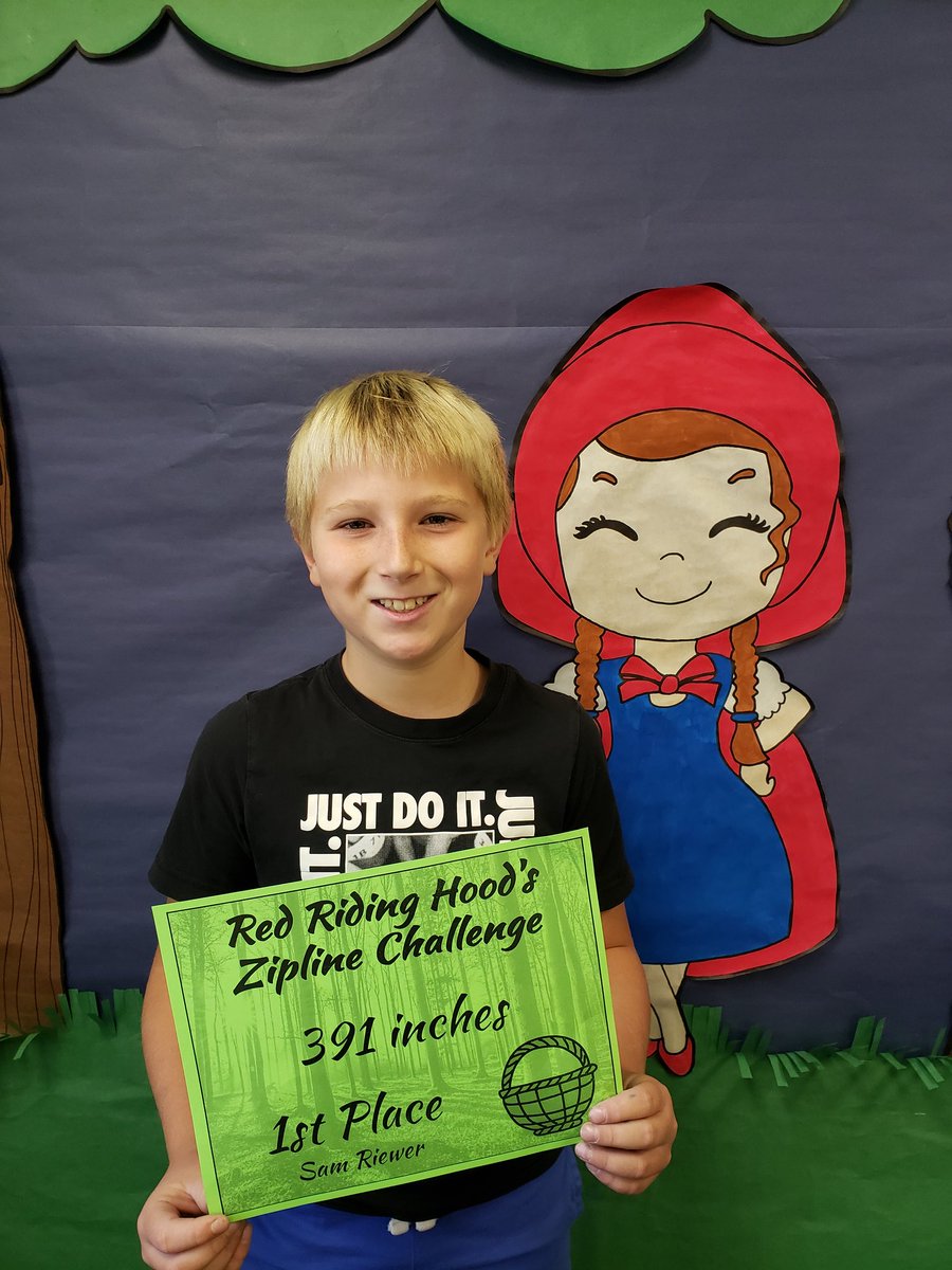 MsFrovarp3's tweet photo. We celebrated the end of our Fairytale unit with our Red Riding Hood Ziplime challenge this week! #TES https://t.co/vJnSjMPiOM