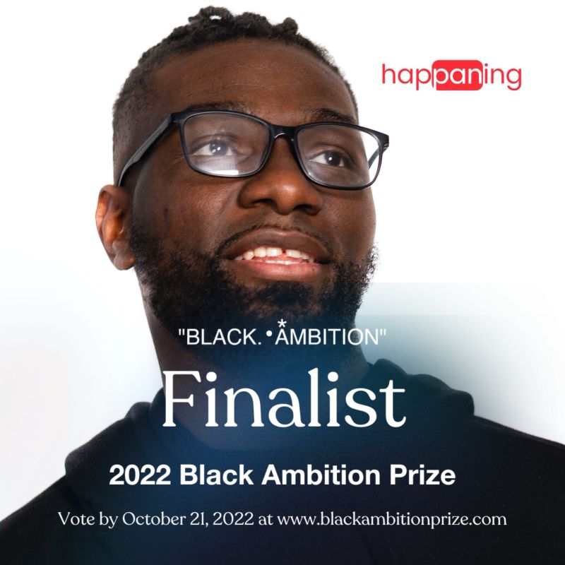 thehappaningapp's tweet photo. After an exhilarating email, Happaning is officially a finalist for the Black Ambition Prize.

In addition to the main prize, Finalists have the chance to compete for a $25k Public Vote award that goes to the venture with the most votes - so pleeeeeease VOTE FOR US 🙏🏽 https://t.co/UjtI5h0N0e