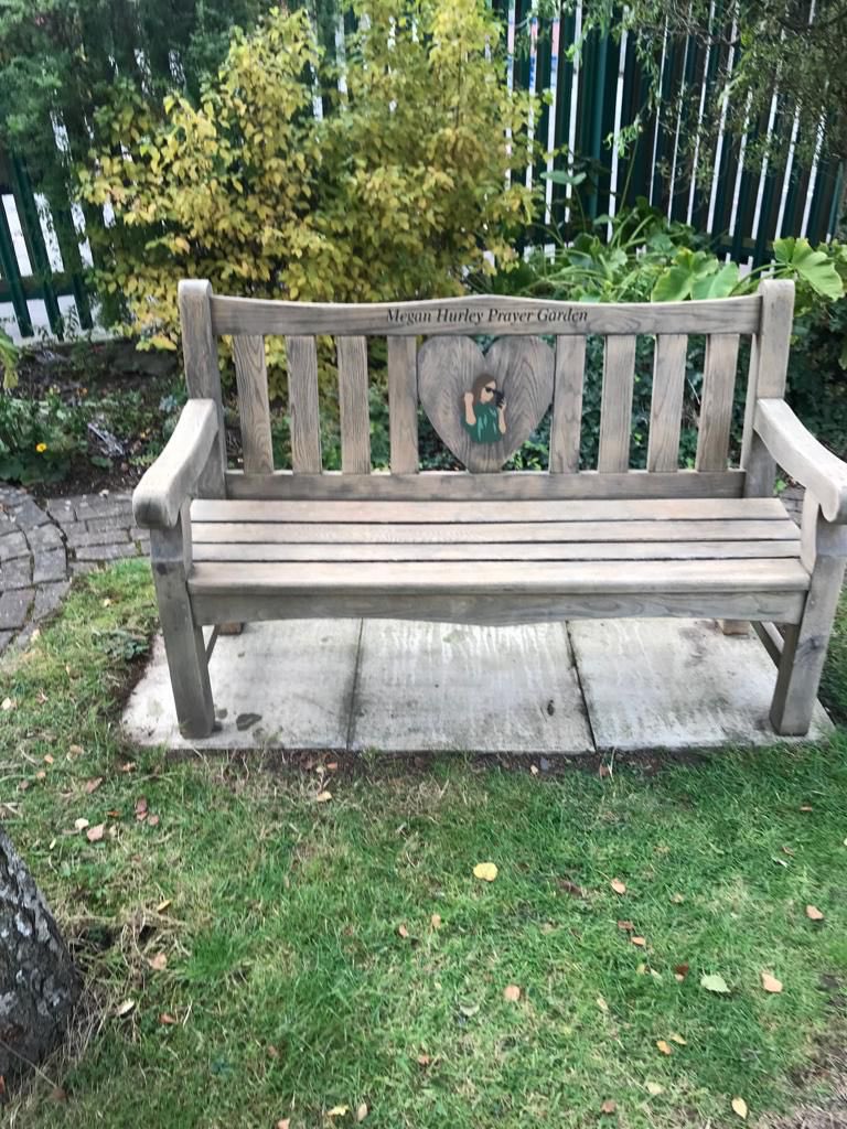 halewoodcofe's tweet photo. A huge thank you to Jo and Mike Hurley who came in this week to treat the bench in our Megan Hurley Prayer Garden. It looks amazing. 🧡 🐝 #APlaceToReflect #TakeSomeTime #InOurThoughts https://t.co/ArBjOxcfIb