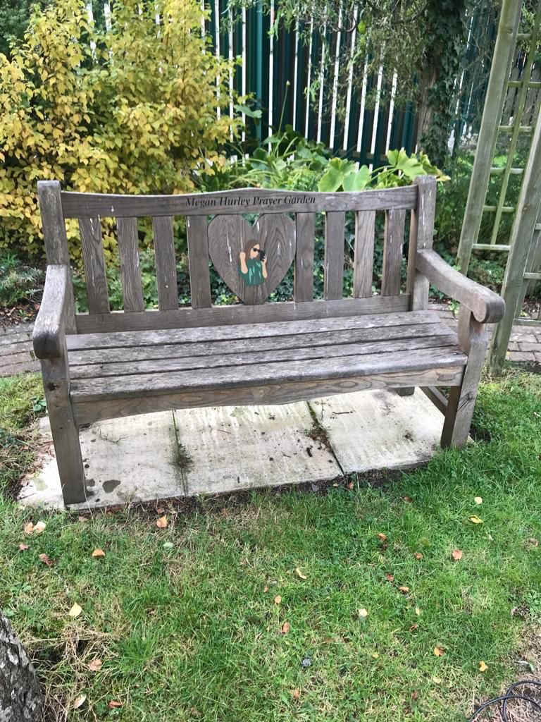 halewoodcofe's tweet photo. A huge thank you to Jo and Mike Hurley who came in this week to treat the bench in our Megan Hurley Prayer Garden. It looks amazing. 🧡 🐝 #APlaceToReflect #TakeSomeTime #InOurThoughts https://t.co/ArBjOxcfIb
