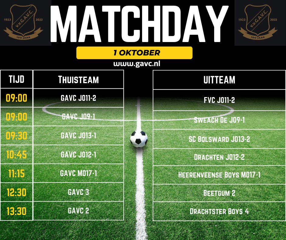 GAVC komt morgen volop in actie. Naast 7 thuiswedstrijden aandacht voor een echte derby. In Warga speelt onze JO15 voor de 1e plaats tegen <a href="/SjoWargaWWS/">SJO Warga WWS</a>. En <a href="/vv_GAVC/">vv GAVC</a> 1 speelt zaterdagmiddag om 15.00 uur een uitwedstrijd tegen <a href="/SneekWitZwart/">VV Sneek Wit Zwart</a> 1.<a href="/sportingrou/">Sport in Grou</a> <a href="/De_Grouster/">De Grouster</a> <a href="/OmropSport/">Omrop Fryslân Sport</a>