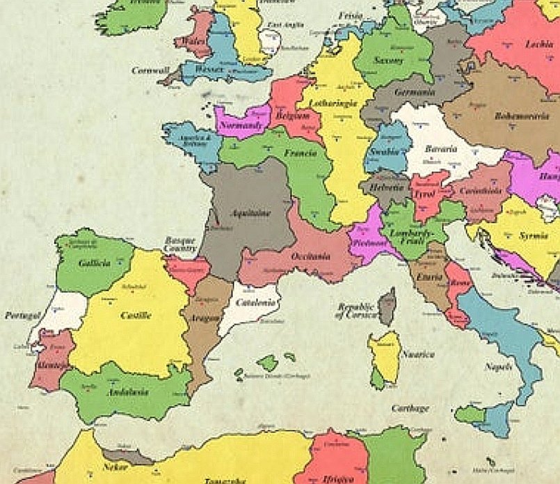 xmtorne's tweet photo. Mais um mapa da #Europa feito fora de #Espanha onde, por mais que procure, procuro #Galiza mas nom consigo encontrar os Reinos das #Asturias ou #Leom. Quam pouco sabem sobre história e cartografia por aí fora. #soberaniaGZ #GalizaIsNotSpain https://t.co/KdXPPuwyf8