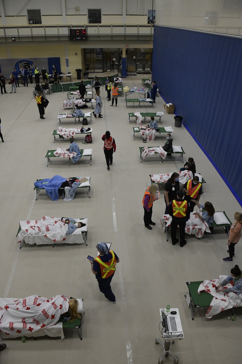 RVH_HealthCntr's tweet photo. #RVH’s Code Green evacuation training exercise was a huge success! Thank you to our partners: @Georgiancollege, @cityofbarrie, @BarriePolice, @CountyofSimcoe,  County of Simcoe Paramedics, @redcrosscanada, Georgian Bay Search and Rescue, St. John Ambulance and @SMDhealthunit https://t.co/vrHKEkimpe