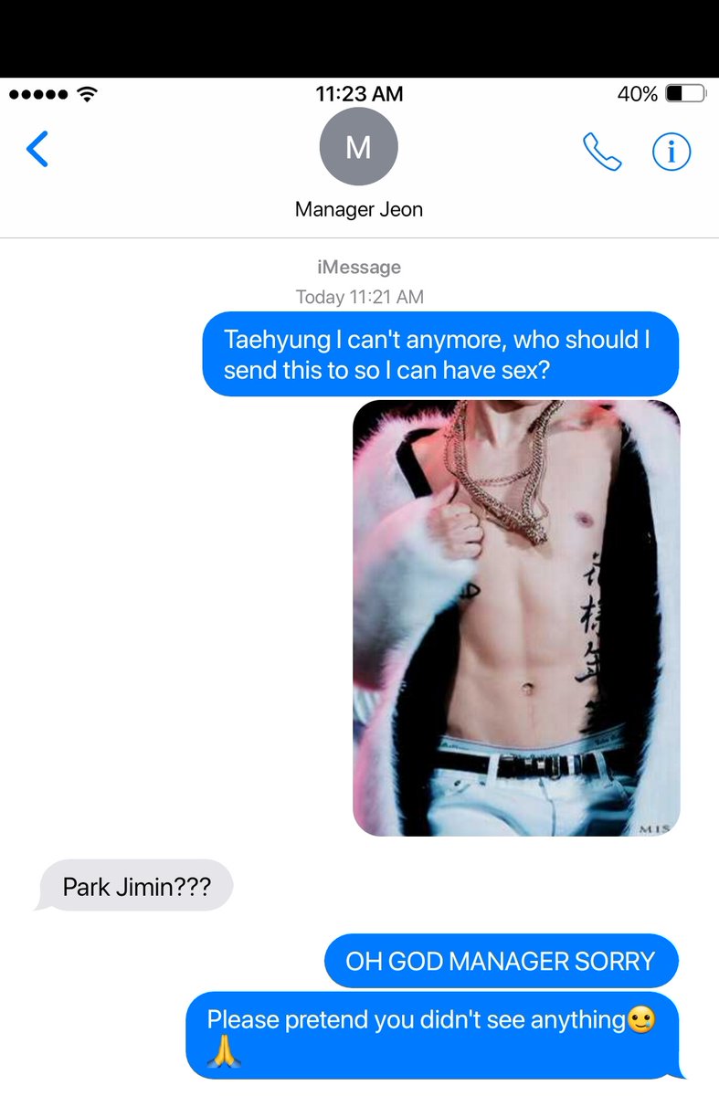 Dzhusau's tweet photo. #jikookau where Jimin complained to Taehyung about his lack of sex life and accidentally sent a photo to the wrong place.

#jikook #kookmin #jimin #jungkook #AU https://t.co/AqPVYCsMmt