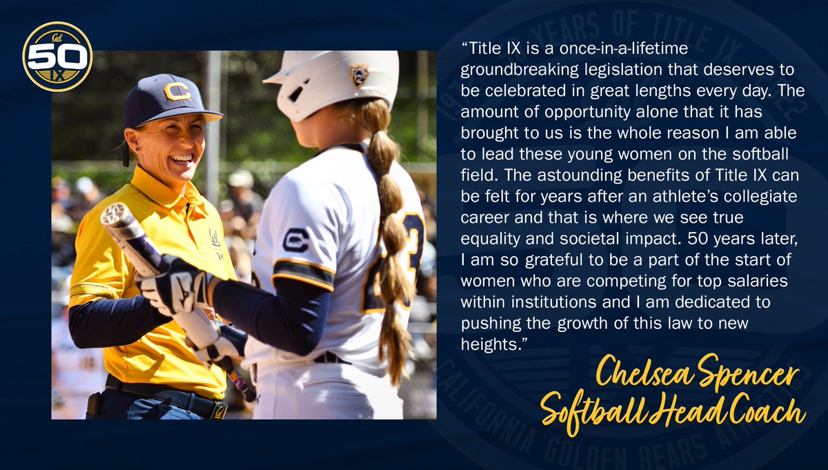 𝗖𝗮𝗹 𝟱𝟬 𝗜𝗫 🗣 #TitleIX in the words of @CalSB head coach @CoachSpencerCal. #GoBears x #TitleIX50