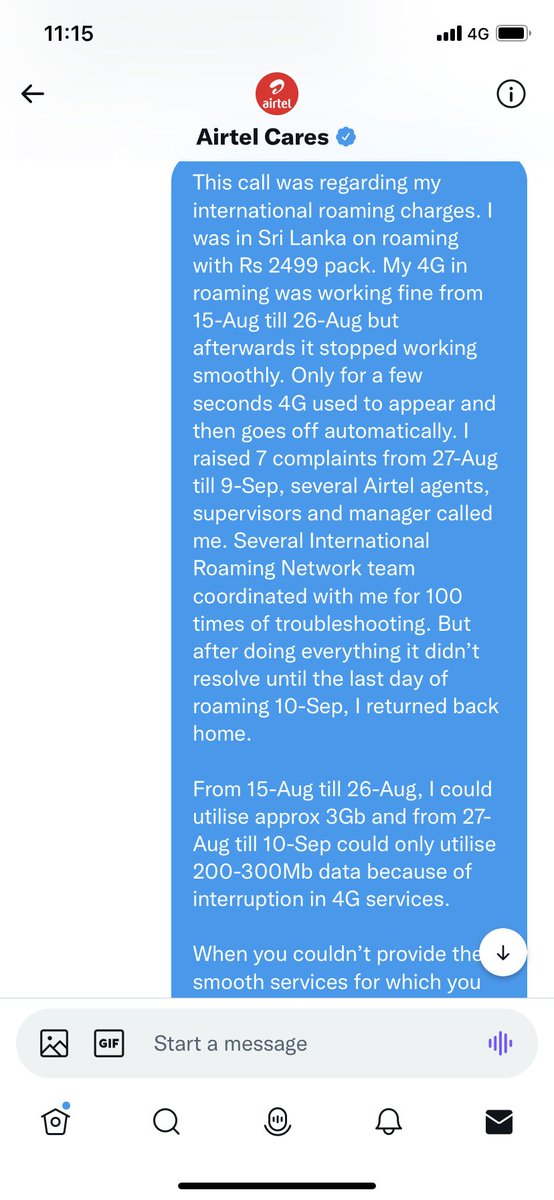sach223's tweet photo. @Airtel_Presence @airtelindia @DoT_India @TRAI @jagograhakjago Airtel I am tired of replying and explaining my case again and again. This is another harassment from you guys since I am following up.
Anyway last time I explained to you in DM. 3 Screenshot of DM attached Let’s see what you do now? https://t.co/AtBvwYq4TC