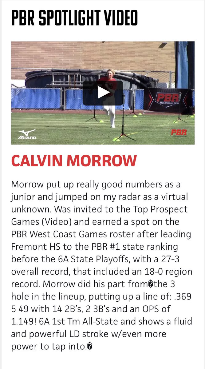 PrepBaseballUT's tweet photo. 𝙋𝘽𝙍 𝙑𝙞𝙙𝙚𝙤 𝙎𝙥𝙤𝙩𝙡𝙞𝙜𝙝𝙩 🎞️

2023 Calvin Morrow, OF, 6-1 200 (Fremont HS) 6A 1st Tm All-State

👨‍💻 𝙋𝙡𝙖𝙮𝙚𝙧 𝙋𝙧𝙤𝙛𝙞𝙡𝙚: 
🔗 https://t.co/dnVv5Ao67s

Coaches go to ⬇️ and scroll to the bottom to check out the spotlight 

🔗 https://t.co/vvjC12VPO0

@ShooterHunt https://t.co/fu9uTWHXwc
