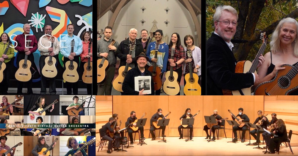 SeaGuitarSoc's tweet photo. Tonight! Friday, September 30, 7 pm PT on Zoom, please join us for the @SeaGuitarSoc meeting featuring Guitar Orchestras and Ensembles! Free, registration required: https://t.co/wiFU2u9Eem https://t.co/0RiclDZ5pG