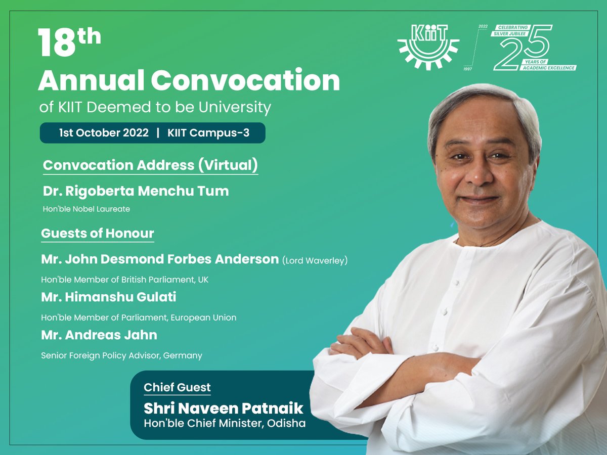 A sneak peek into the biggest celebration of #KIITConvocation

Have a glance at Chief Guest and Guests of Honour 👇