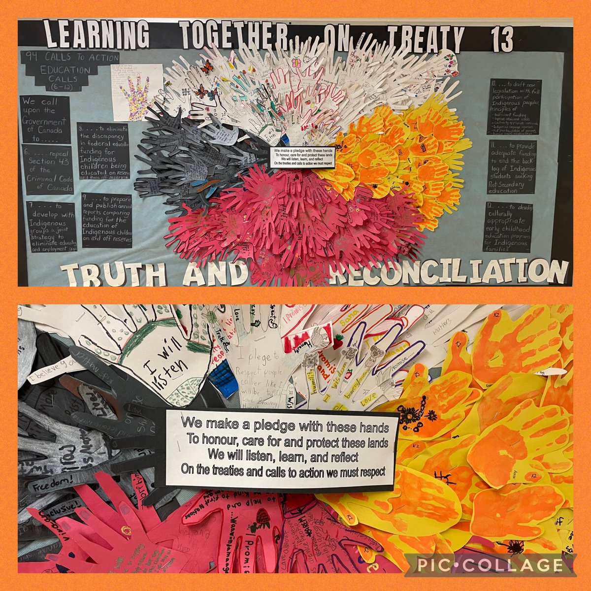 EllengalePS's tweet photo. National Day for Truth and Reconciliation Ellengale students commemorate the history and legacy of Residential Schools and the strength &amp; fortitude of Residential School Survivors. Ellengale pledges to learn and answer the calls to action. ⁦@PeelSchools⁩ https://t.co/ZEMXA0eRsX