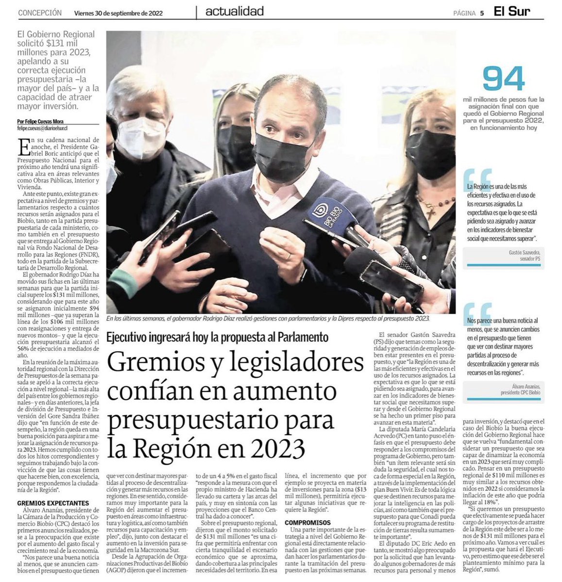 🔰🔴 Hoy en <a href="/elsurcl/">Diario El Sur</a> 🗞 Presidente de CPC Biobío <a href="/AlvaroAnanias/">Alvaro Ananias</a> destaca los cambios en el presupuesto 2023 relacionados con el proceso de descentralización y generación de mayor recursos en las regiones. 🧮
📲 Revisa la nota: