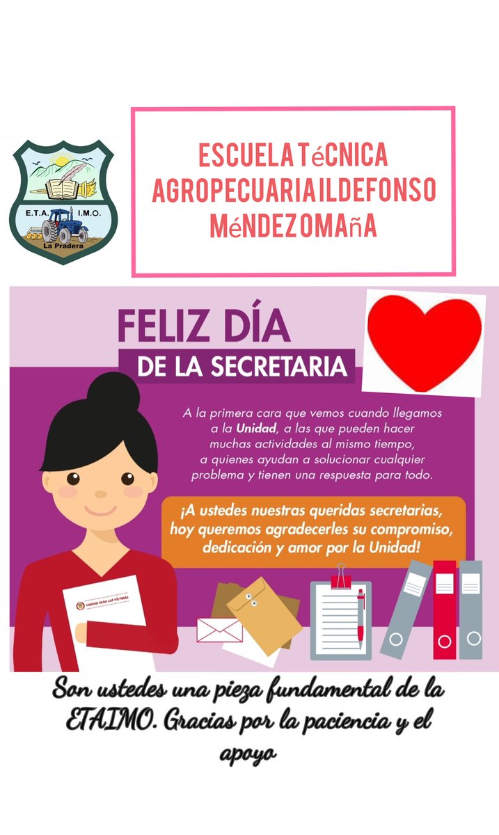 30Sep|| #Tachira municipio #Jauregui. Feliz Día de la Secretaria les desea la Escuela Técnica Agropecuaria Ildefonso Méndez Omaña. #JuntosPorLaEducacionDelFuturo. <a href="/CRAJAUREGUI2/">CRAJAUREGUI</a> <a href="/Crazet2011/">Crazet2011</a> <a href="/Berzabethg1/">Berzabethgandicaoficial</a> @MPPEDUCACION @ZonaEducTachira <a href="/_LaAvanzadora/">Yelitze Santaella</a>