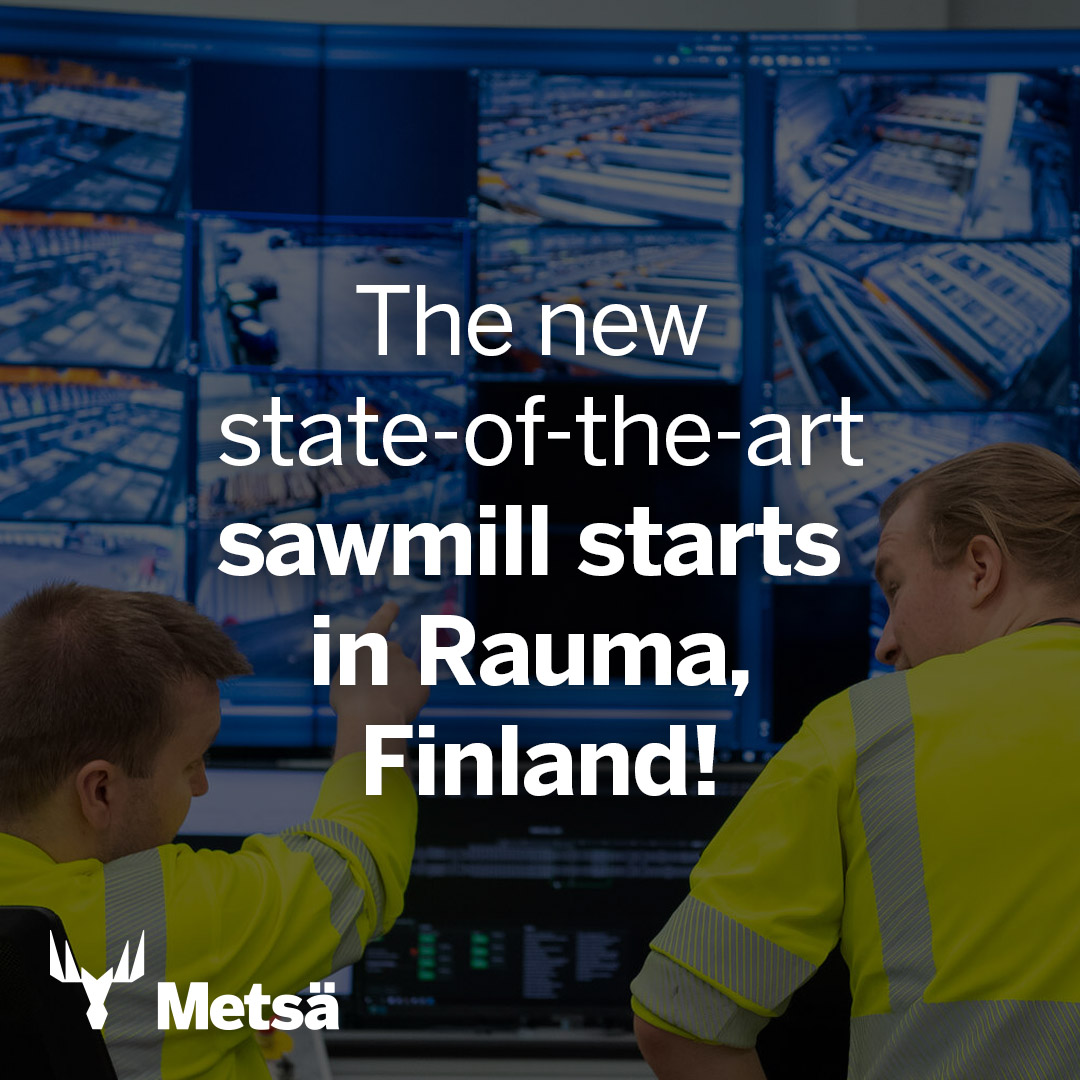 Into full swing! Our new sawmill in Rauma has started continuous production. The sawmill increases the value of Finnish forests and the share of carbon storing products in Metsä Group's business. #investments #forestindustry #fossifree @MetsaFibre metsagroup.com/news-and-publi…
