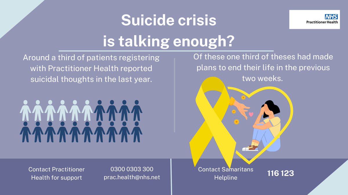 NHS Practitioner Health (@nhsprachealth) on Twitter photo TW Suicide
Following the recent suicide of a GP, one of several in recent months,<a href="/NHSPracHealth/">NHS Practitioner Health</a> <a href="/DoctorsDistress/">Doctors In Distress</a> & <a href="/rcgp/">Royal College of General Practitioners</a> to address current workload pressures are affecting mental health of the workforce. TW Suicide
Following the recent suicide of a GP, one of several in recent months,<a href="/NHSPracHealth/">NHS Practitioner Health</a> <a href="/DoctorsDistress/">Doctors In Distress</a> & <a href="/rcgp/">Royal College of General Practitioners</a> to address current workload pressures are affecting mental health of the workforce.