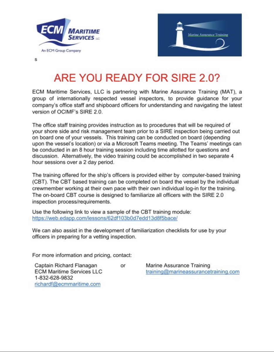 ARE YOU READY FOR SIRE 2.0?   #maritime #maritimesafety #safetyatsea #vesselinspections