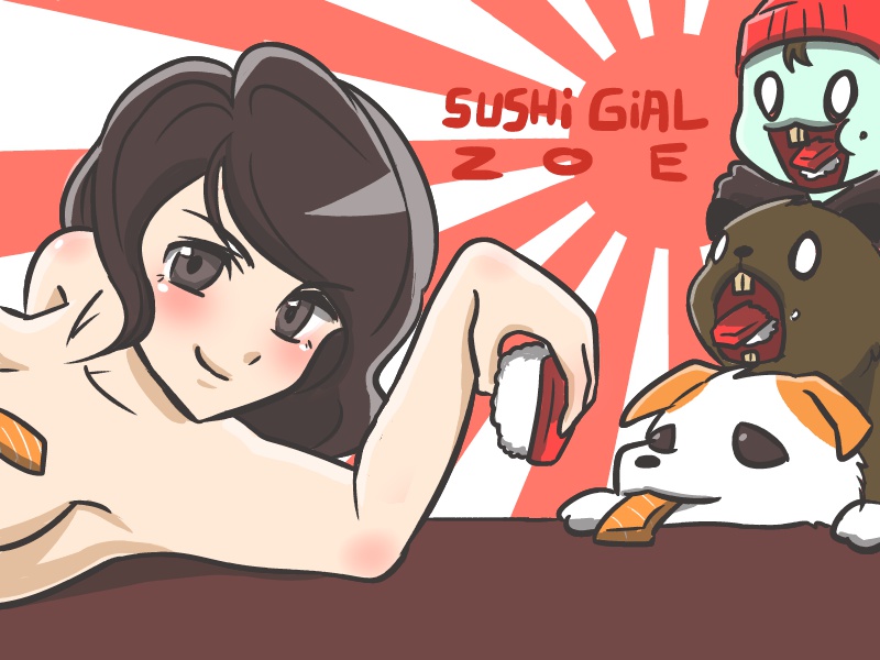 amiakihiko's tweet photo. コートニー・パーム様のファンアート(ゾンビーバー&スシガール) #観世あみ作品投稿祭り毎朝7時30分 https://t.co/Tcm3OhBAbM