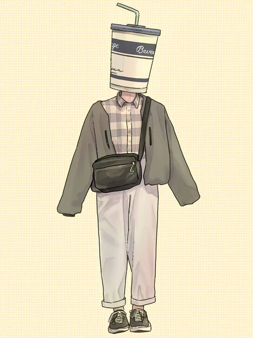 ジュース頭ちゃん描きました#objecthead #異形頭 