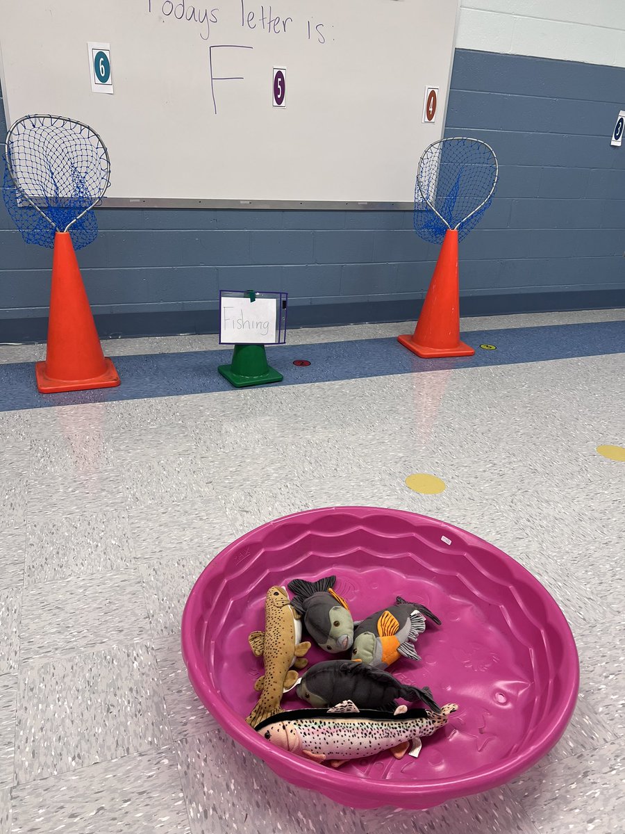 Today’s activities are inspired by the letter F. Frog jumping, flower picking, and fishing! #adaptedPE #physed