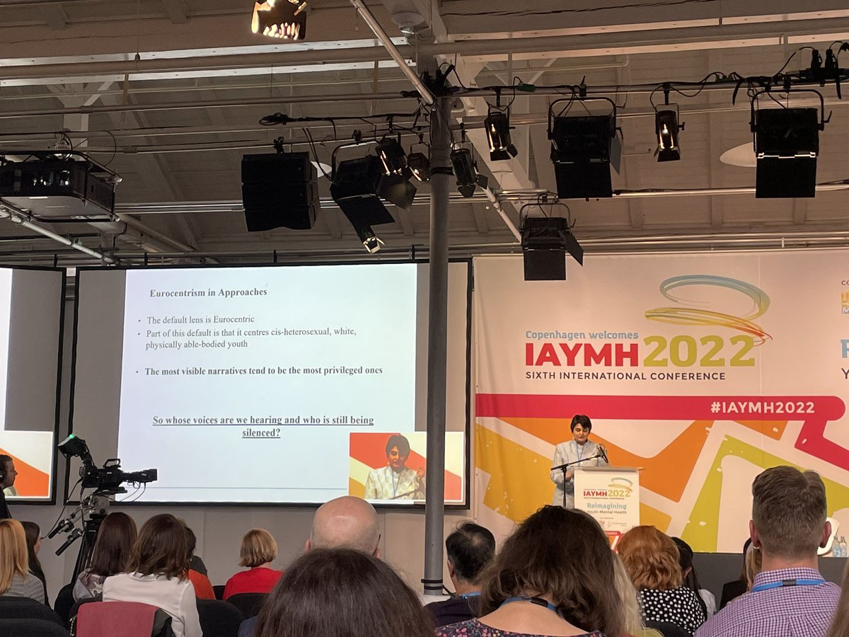 “The most visible narratives are the most privileged ones” Raj Mariwala @mariwalahealth speaking about the ‘default’ frames of reference in #MentalHealth systems. If we aim to bridge gaps in mental health, we must start by de-centring cis hetro- normative ableism #IAYMH2022