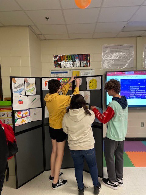Students created artworks representing Newton’s 3 Laws of Motion and made a classroom art gallery in Mr. McFadden’s science class! Students also had to incorporate the style of a famous artist. #WarriorExcellence