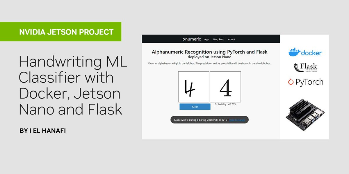 NVIDIARobotics's tweet photo. #WeeklyJetsonProject - Want to try your handwriting on a web interface and see whether the application can recognize your writing? Check out this machine learning handwriting classifier project on #NVIDIA Jetson Nano! https://t.co/fv66boVnpV https://t.co/Eqr7nNWkRp