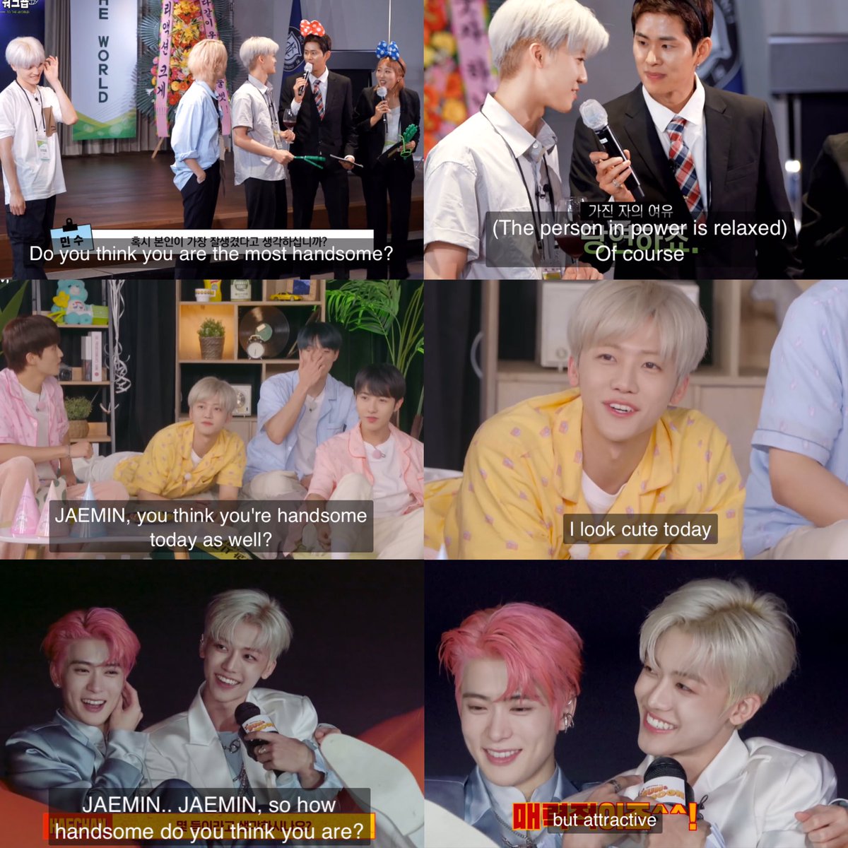 jaemszone's tweet photo. jaemin and his confidence answering the questions if he’s handsome https://t.co/hz40d8LlK4