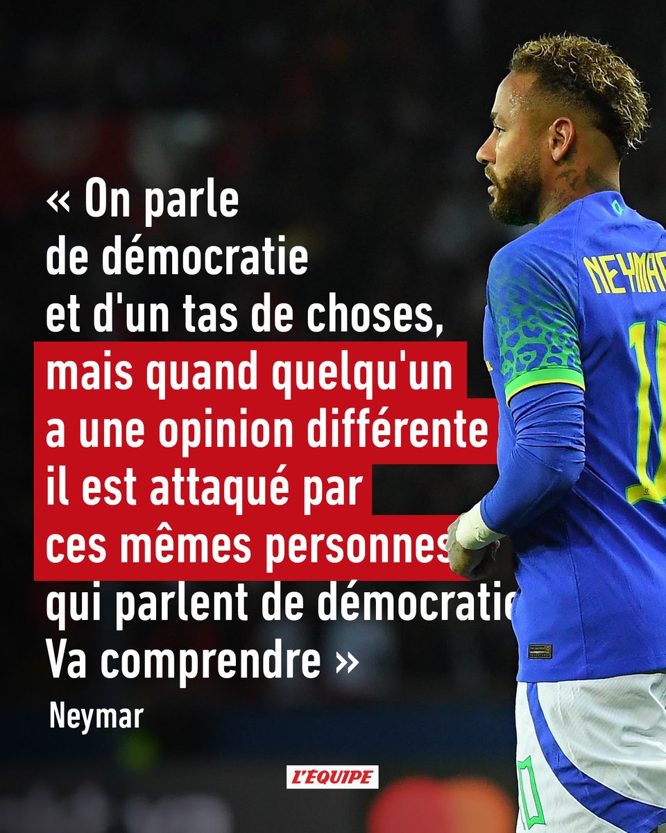 lequipe's tweet photo. Neymar réagit aux critiques après son soutien public à Jair Bolsonaro https://t.co/dNTfNBRvAW https://t.co/0PJ6iBGD5q