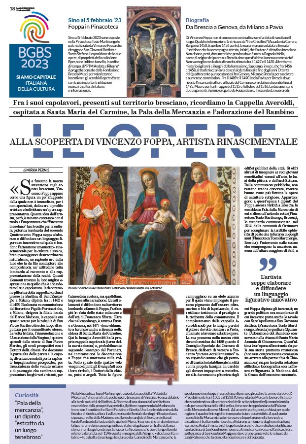 #Brescia e #Bergamo Capitale della #cultura #2023. <a href="/LauCastelletti/">Laura Castelletti</a>
Con Vincenzo #Foppa inizia il viaggio mensile di <a href="/VdP_Brescia/">La Voce del Popolo</a> alla scoperta degli #artisti bresciani