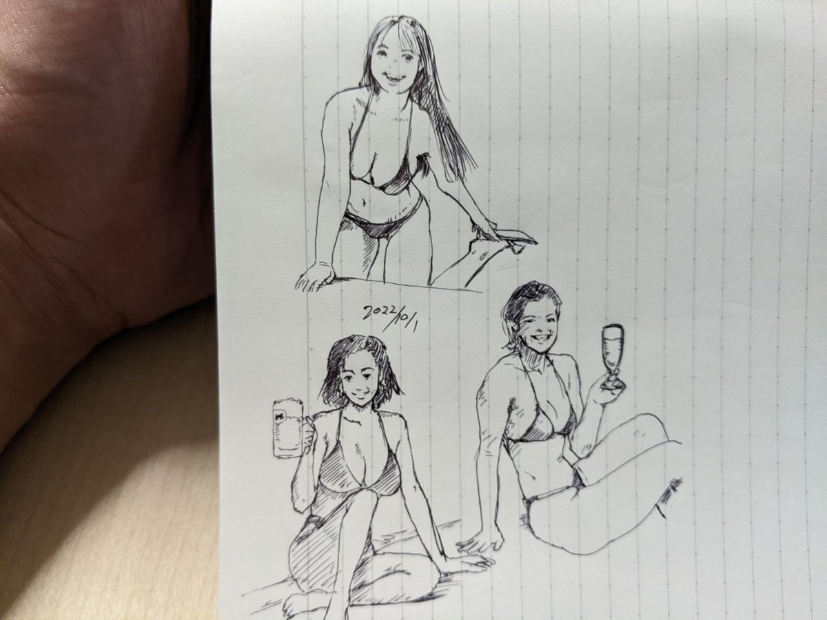 グラビアの模写してたら、エセヒィスープードルァイのポスターの模写になってた カキカキ。 