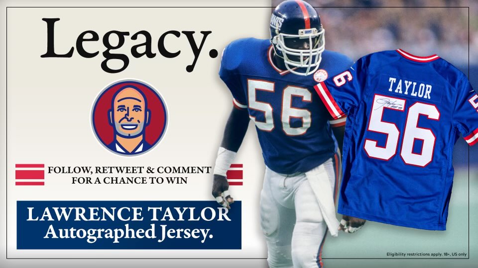 Wearing the Classics Sunday. Here is a chance to get your own signed by LT! 🐐 #FanFriday #TogetherBlue