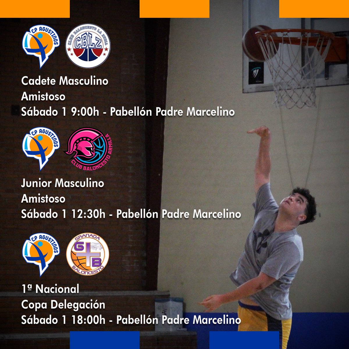CPAgustinos's tweet photo. 🏀▶️ Otro fin de semana de preparación para Cadetes y Junior Masculino
🏆 El 1ª Nacional jugará las semifinales de la Copa Delegación contra @GMASB_ #ADNAgustino https://t.co/Htl27HYhUo