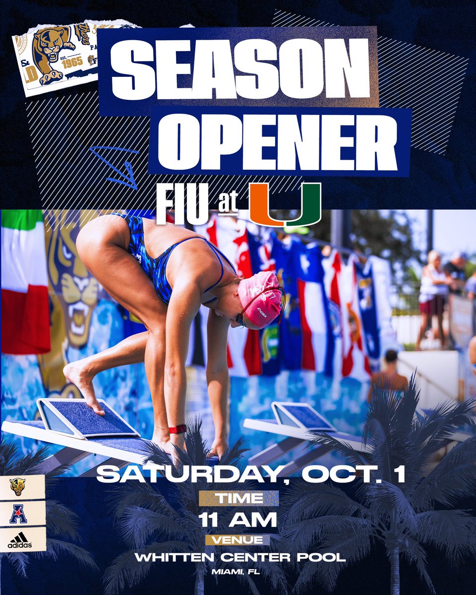FIUAthletics's tweet photo. 📣 @FIUSwimDive returns to the pool on Saturday for its season opener 👏
Beat the Canes ‼️ #QuestForOne https://t.co/jA18Z7MyEG