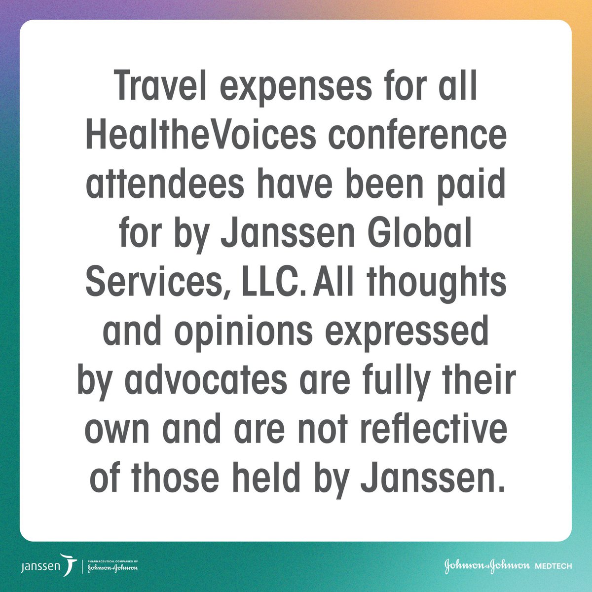 My travel and expenses have been covered by Janssen. #HealtheVoices22