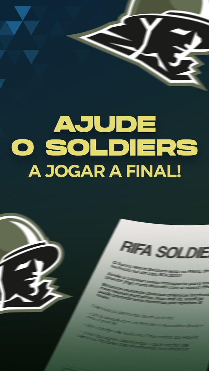 🎫 RIFA SANTA MARIA SOLDIERS 🎫

🪖 Ajude o SM Soldiers a jogar a final da Conferência Sul da Liga BFA! 

Precisamos da sua ajuda para custear o transporte para essa super partida! Por isso, organizamos uma rifa com várias recompensas 🎫

rifa.digital/rifa/soldiers-…