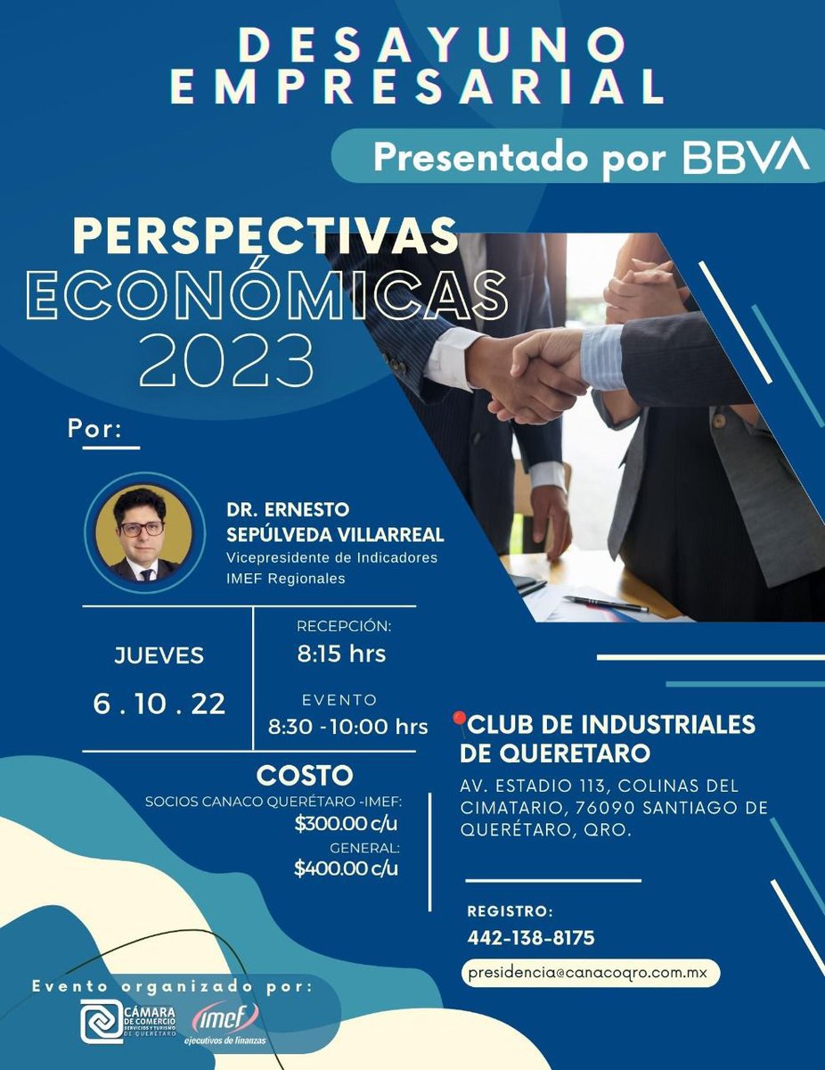 aquilachrysaeto's tweet photo. RT @imefqueretaro: Faltan pocos días para el Desayuno Empresarial, presentado por BBVA el próximo 6 de octubre del 2022 a las 8:15hrs. ¡Te esperamos!
@imefuniv @IMEFOficial https://t.co/05tS032PmH