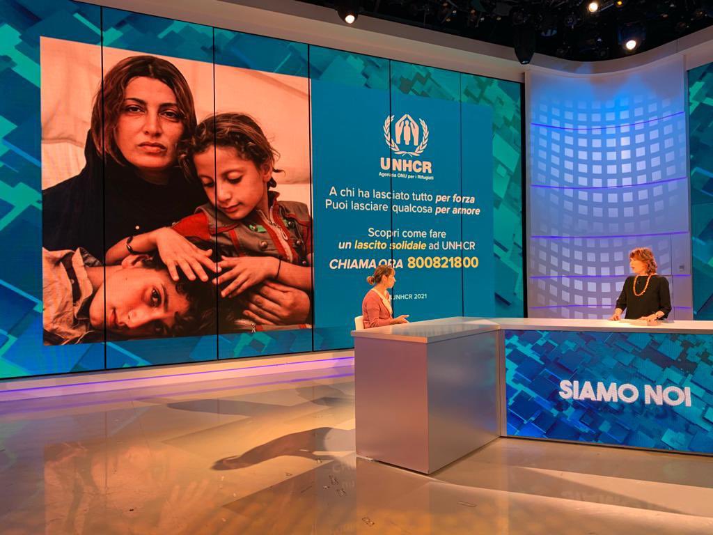 UNHCRItalia's tweet photo. “Da oltre 70 anni UNHCR si occupa di proteggere e assistere le persone costrette a fuggire. Non hanno scelta, sono costrette a lasciare le loro case a causa di guerre e persecuzioni”.

- @Lauraiucc ospite di @siamonoitv2000 @TV2000it per parlare di lasciti solidali #PerAmore https://t.co/A7wolUdkkh