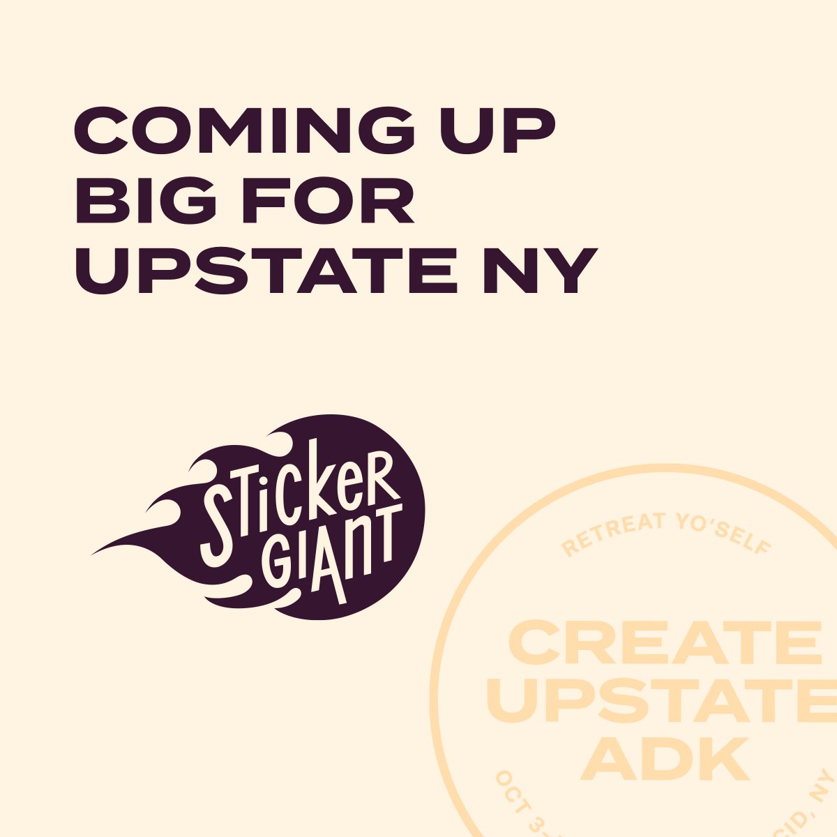 CreateUpstate's tweet image. We&apos;re excited to have @stickergiant contribute to our attendee goods this year. It&apos;s going to be fun seeing where these puppies end up 😁 #createupstate #sponsorlove