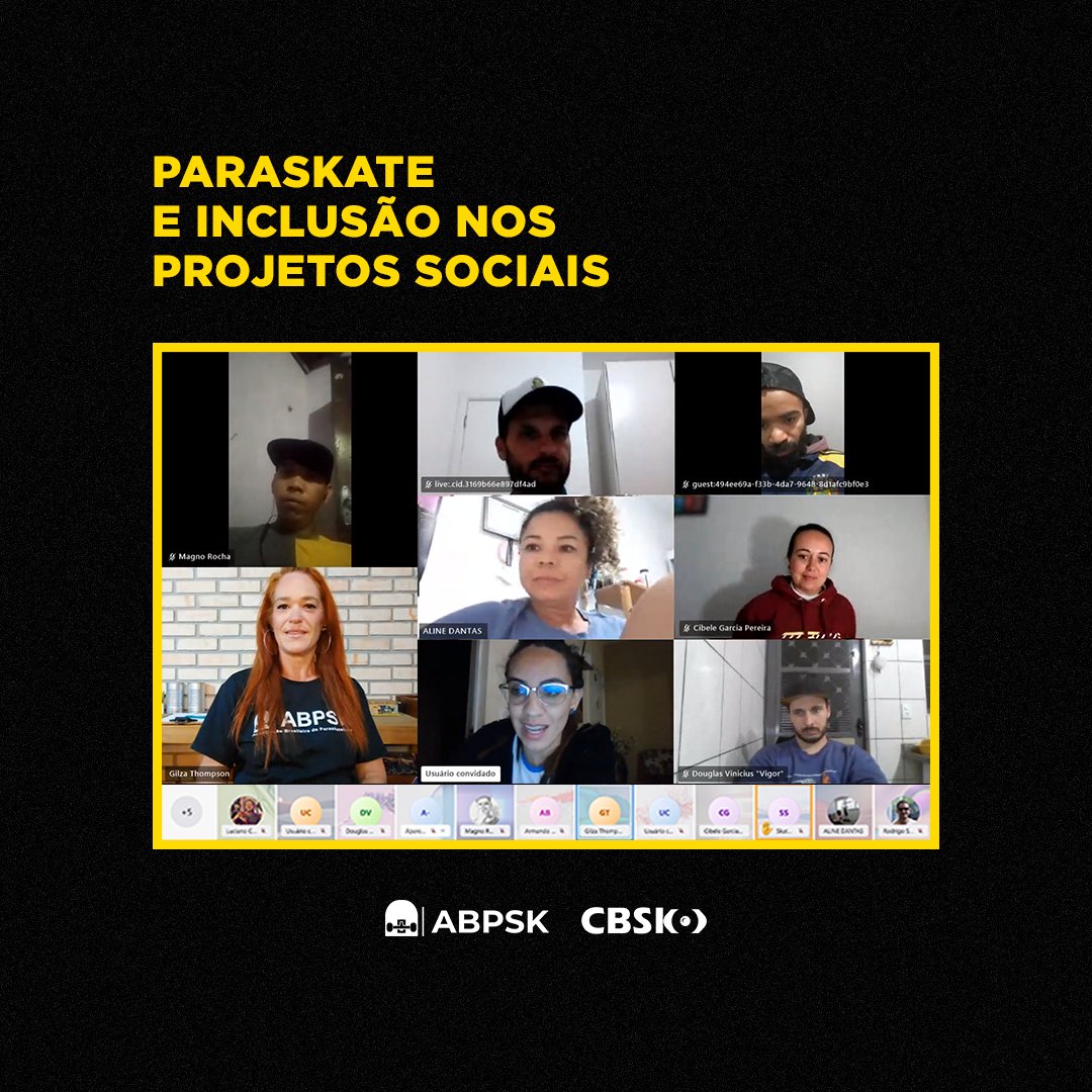 cbskoficial's tweet photo. Essa semana, em parceria com a Associação Brasileira de Paraskateboard, realizamos um diálogo sobre paraskate e inclusão com os projetos mapeados pela frente Skate Social!

Dá uma olhada > https://t.co/1l5RLD5AZ5

#Paraskate #SkateBrasileiro #SomosTodosCBSk #SkateSocial #NoMerger https://t.co/QuqeKVid4j