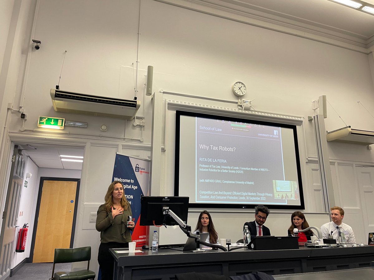 Fascinating talk by <a href="/delaFeriaR/">Rita de la Feria</a> at <a href="/jmdigov/">Jean Monnet DIGOV</a> conference on #taxingrobots, why it’s a bad idea and why it’s being considered as a policy instrument, nevertheless #digovleeds22 <a href="/Law_Leeds/">Law at Leeds</a> <a href="/CBLP_Leeds/">Centre for Business Law and Practice</a>