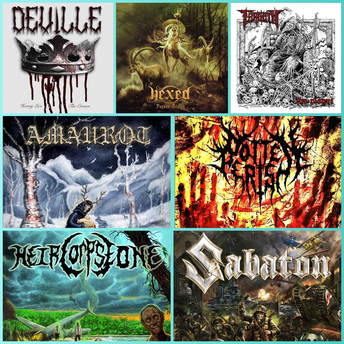 Vegmarg's tweet photo. NEW RELEASES THIS WEEK! @Devilleband @hexedmetal #Farsoth @RottenPerish #Amaurot @sabaton #HeirCorpseSon 🇸🇪 https://t.co/pz0mFsfQNf