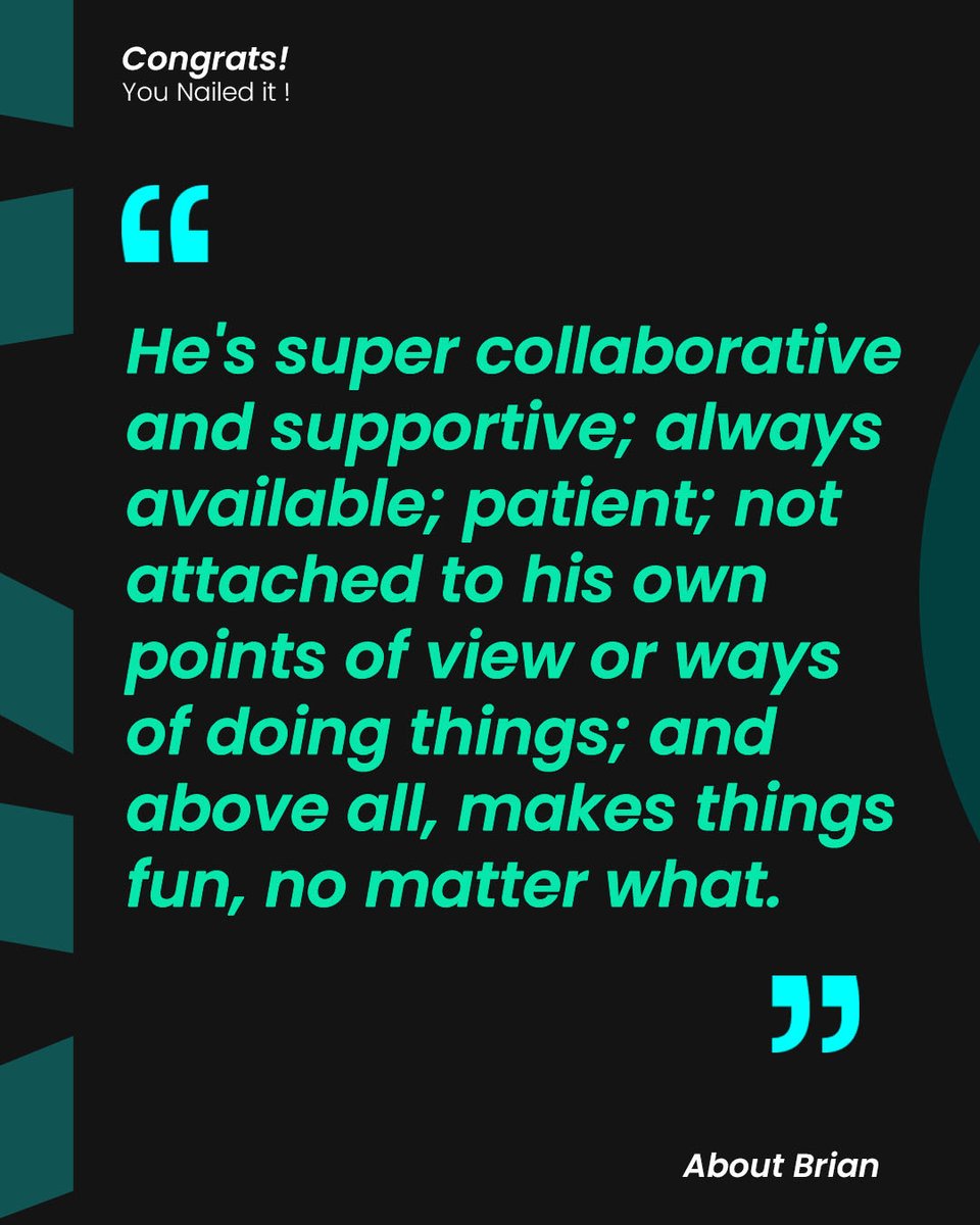 ModusMade's tweet photo. Congratulations Brian, VP of Product, for winning the Nailed it! Award of September π
Swipe to see what colleagues had to say about Brian, and what's inspiring him at the moment.
#Modusway #modusmade #nailedit https://t.co/OinzowMb5Z