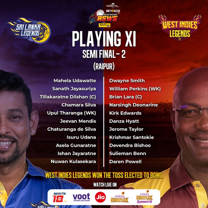 Highlights Sri Lanka Legends Vs West Indies Legends Semi Final 2 Road Safety World Series 22 T Cricket Match Scorecard Sri Lanka Legends Win By 14 Runs Cricket News Zee News