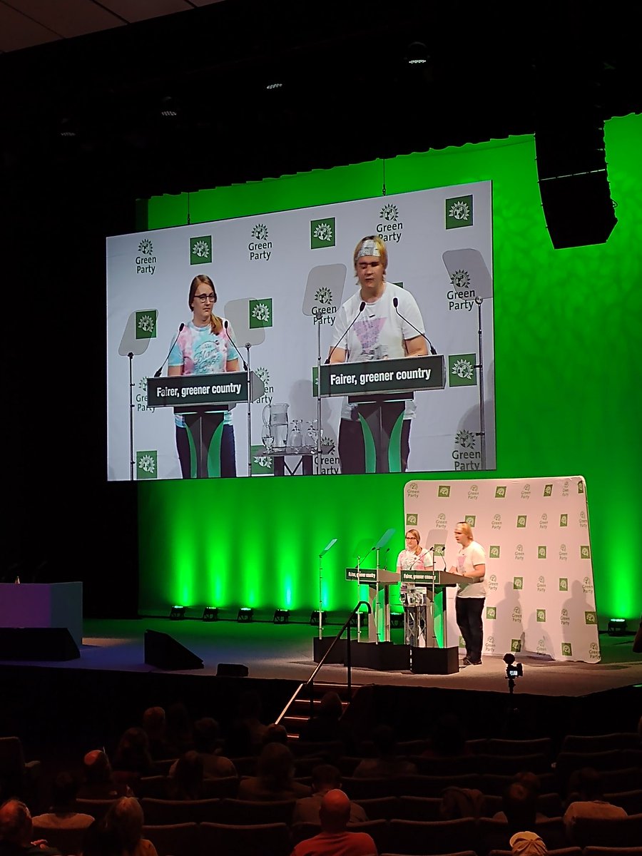 Jane Baston and Kelsey Trevett are phenomenal as always at #GPC22! 
Standing up and shouting out for students and young people: only the Green Party has the policies and the principles that we deserve.